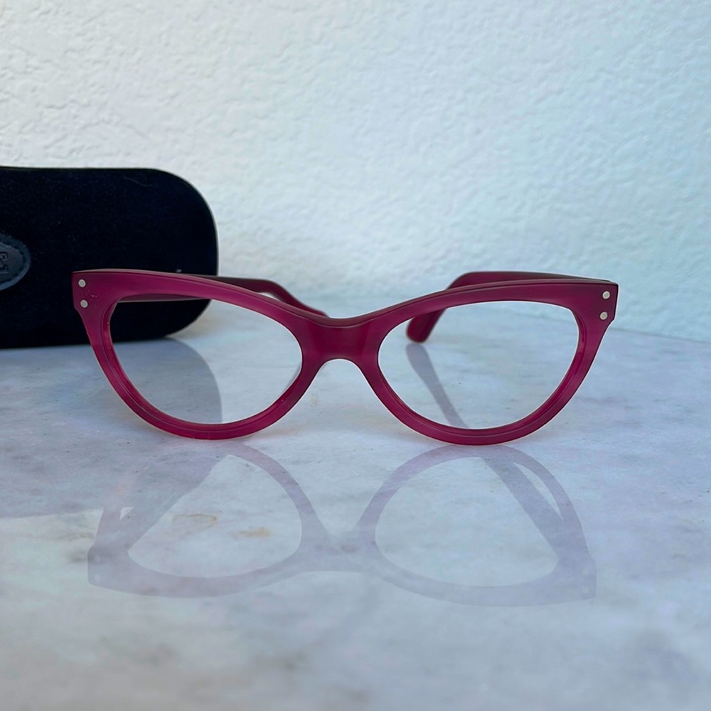 SEE cat eye raspberry glasses